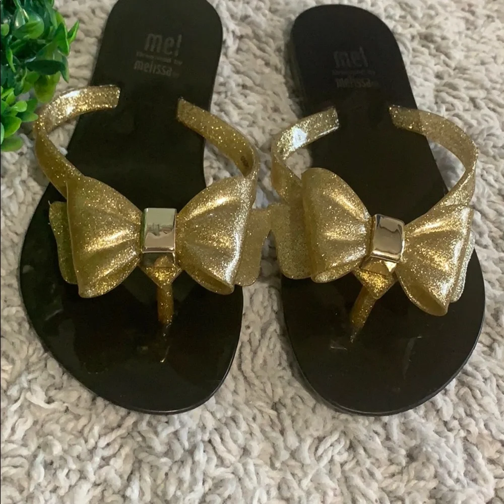 Mini Melissa Harmonic Sweet Bow Sandals‎ Black Gold